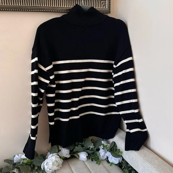 ‼️‼️SOLD‼️‼️ Zara Black Ribbed Half-Zip Sweater - Picture 4 of 5